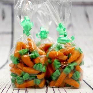 These yummy Easter Jelly Carrots are made by "Jake".  Delicious gummy treats, packaged in 150g Easter bags and finished with some ribbon. Give them a go, we're sure you'll love them! 