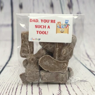 Chocolate tools in a fun novelty bag with cheeky message "Dad You're Such a Tool"