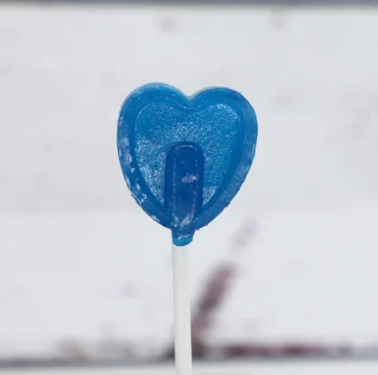 Blue raspberry heart-shaped lolly