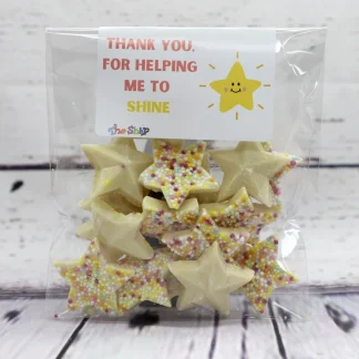 Superstar teacher gift bag filled with chocolate stars